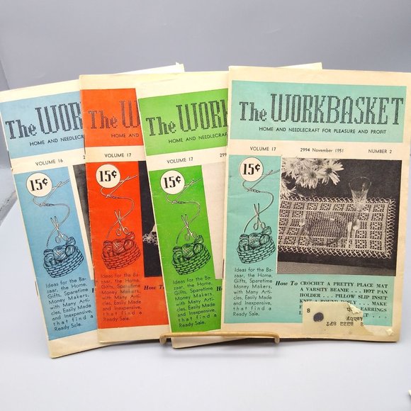 Vintage Workbasket 1950s Book Lot, Pattern and Idea Booklet Bundle, Crafting - Picture 1 of 2